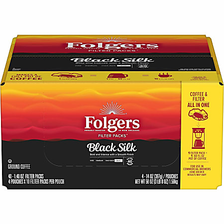 Folgers Black Silk Coffee Single Serve Packs Dark Roast 1.4 ...