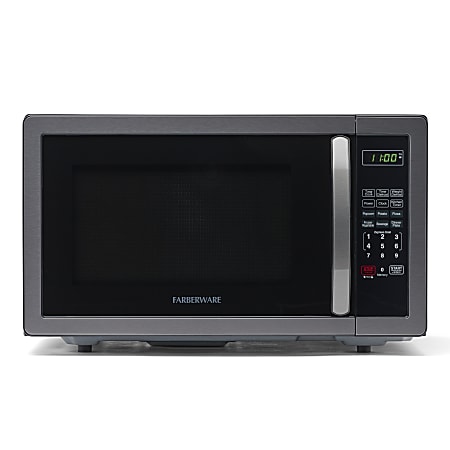 Farberware Classic 1.1 Cu Ft Countertop Microwave, Black/Stainless Steel