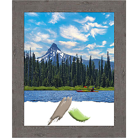 Amanti Art Picture Frame, 19" x 23", Matted For 16" x 20", Rustic Plank Gray Narrow