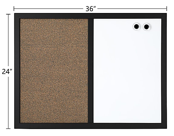 Pin Cork Board & Magnetic Whiteboard Dry Wipe White Memo & CorkBoard Combination 