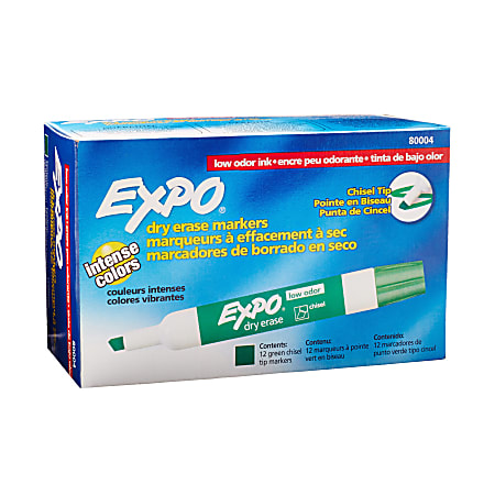EXPO® Low-Odor Dry-Erase Marker, Chisel Point, Green, Pack