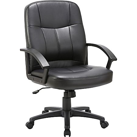 Lorell&reg; Chadwick Bonded Leather Mid-Back Chair, Black