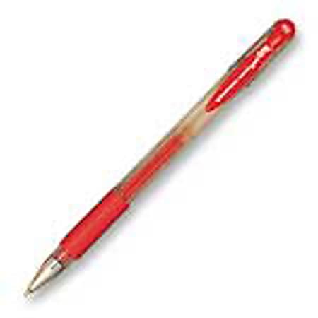uni-ball® Gel Grip™ Pen, Medium Point, 0.7 mm, Clear Barrel, Red Ink