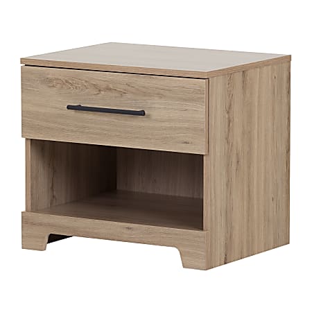 South Shore Primo 1-Drawer Nightstand, 19-3/4"H x 22-1/4"W x 17"D, Rustic Oak