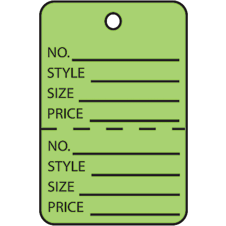 Office Depot® Brand Garment Tags, Perforated, 1 1/4" x 1 7/8", Green, Case Of 1,000