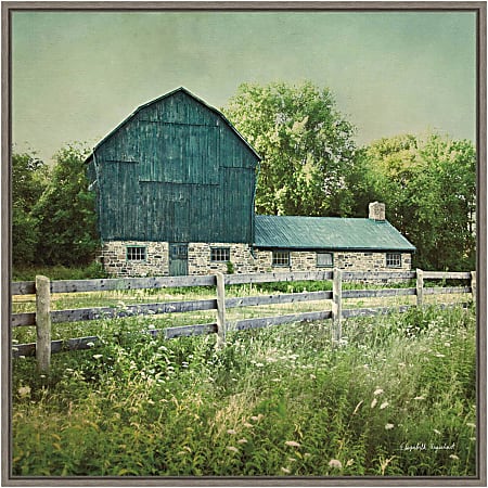 Amanti Art Blissful Country III Barn by Elizabeth Urquhart Framed Canvas Wall Art Print, 22”H x 22”W, Greywash