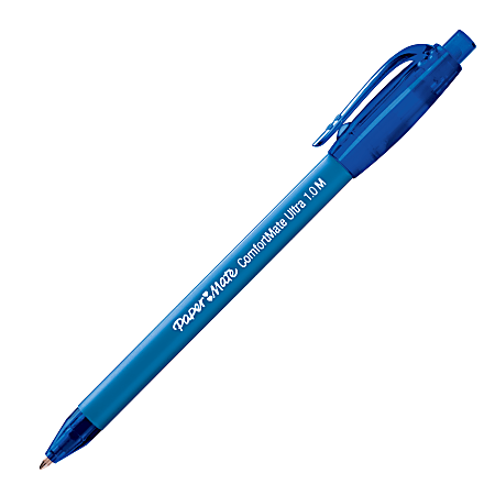 Paper Mate® Comfortmate™ Ultra Retractable Ballpoint Pen, Medium Point, 1.0 mm, Blue Barrel, Blue Ink