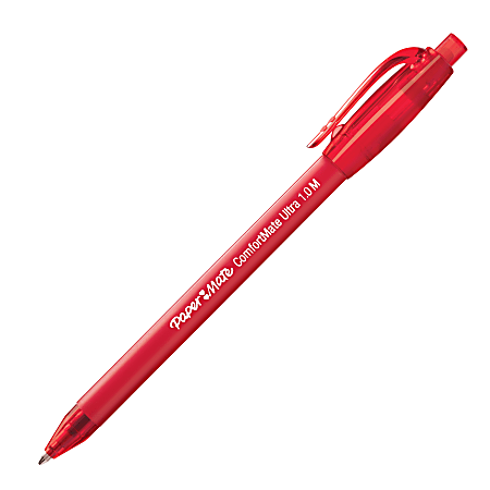 Paper Mate® Comfortmate™ Ultra Retractable Ballpoint Pen, Medium Point, 1.0 mm, Red Barrel, Red Ink