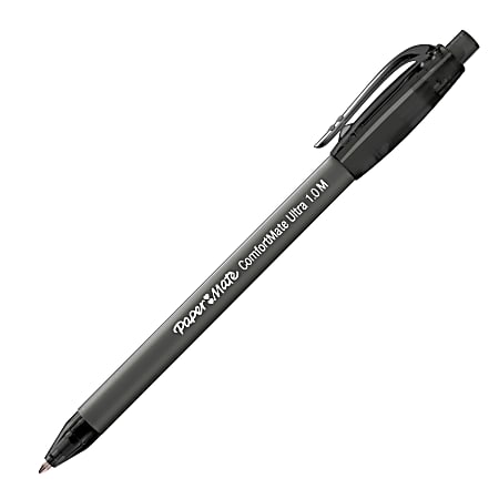 Paper Mate® Comfortmate™ Ultra Retractable Ballpoint Pen, Medium Point, 1.0 mm, Black Barrel, Black Ink