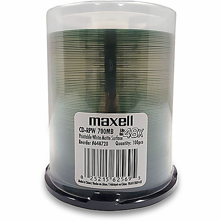 Maxell® CD-R Media Spindle, 700MB, Pack Of 100