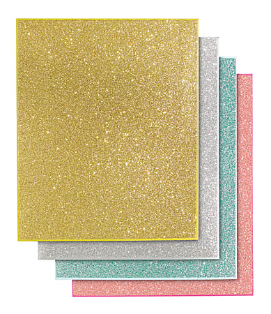 Divoga® Glitter 2-Pocket Folder, 8 1/2" x 11", Assorted Designs (No Design Choice)