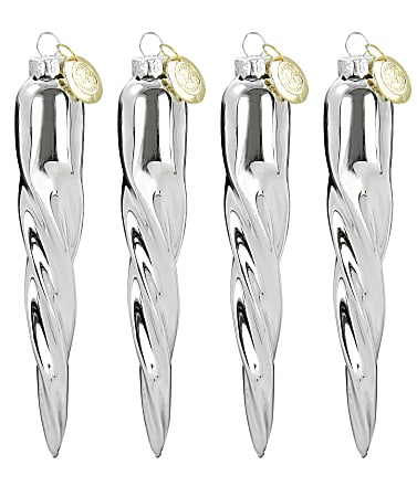 Martha Stewart Holiday Icicle 4-Piece Ornament Set, Silver