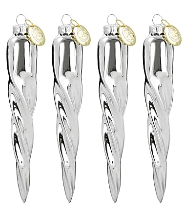 Martha Stewart Holiday Icicle 4-Piece Ornament Set, Silver