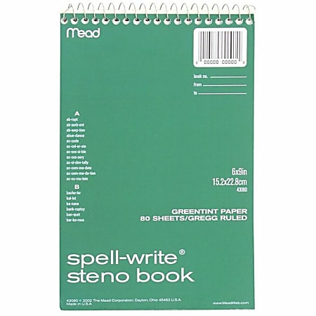 Spell-Write Steno Book, Gregg Rule, 6 x 9, Green, 80 Sheets Spell-Write Steno Book, Gregg Rule, 6 x 9, Green, 80 Sheets