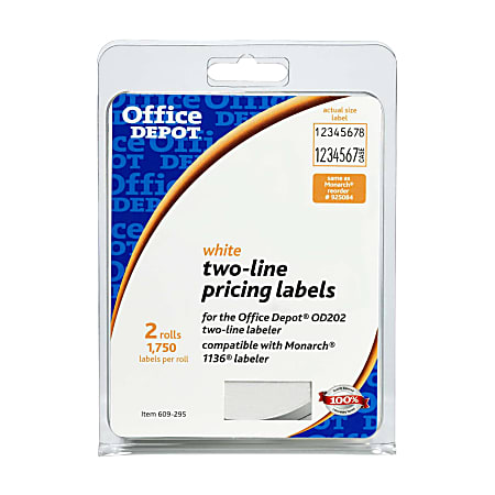 Office Depot Brand® Pricemarker Labels, 2-Line, White, Pack Of 3,500 (2 Rolls)