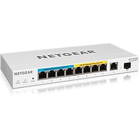 Netgear GS110TUP Ethernet Switch - 10 Ports - Manageable - 4 Layer Supported - Modular - 1 SFP Slots - Twisted Pair, Optical Fiber - Rack-mountable, Wall Mountable, Desktop, Ceiling Mount - Lifetime Limited Warranty