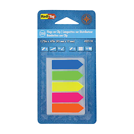 Redi-Tag See Notes®, 1 3/4" x 15/32", Assorted Neon Colors, Pad Of 250 Flags