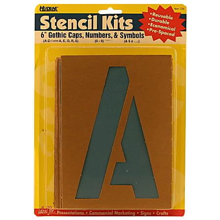 Stencil Kit, Caps/Numbers, 6"