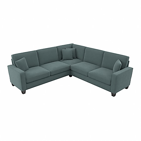 Bush® Furniture Stockton 99"W L-Shaped Sectional Couch, Turkish Blue Herringbone Fabric, Standard Delivery