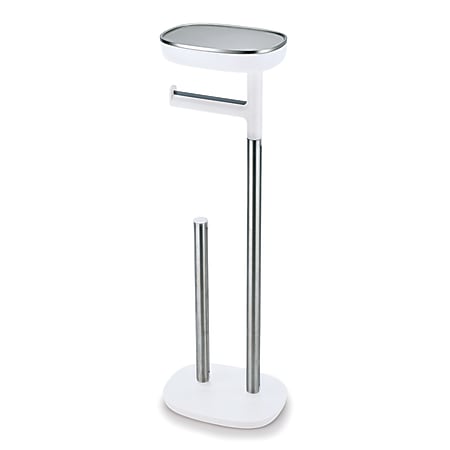Joseph Joseph Stainless Steel Toilet Paper Holder With Shelf, Silver
