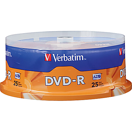 Verbatim® DVD-R Recordable Media, With Spindle, 4.7GB/120 Minutes, Pack Of 25