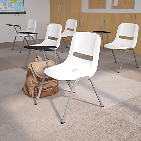 Flash Furniture Ergonomic Shell Chairs, White, Set Of 5 Chairs