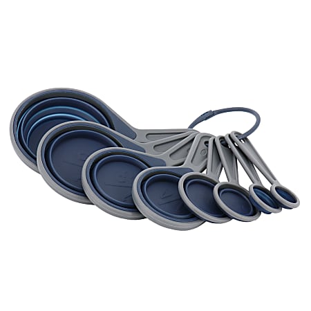 Oster Bluemarine 8-Piece Collapsible Measuring Cups And Spoons Set, Dark Blue