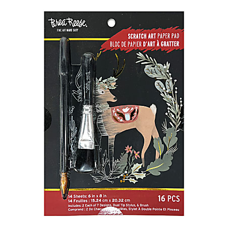 Brea Reese Scratch Art Pad, 6" x 8", Woodland Holiday