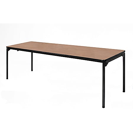 Bridgeport Premium Commercial Table, 96" x 30" Rectangular, Natural Woodgrain Top/Black Base