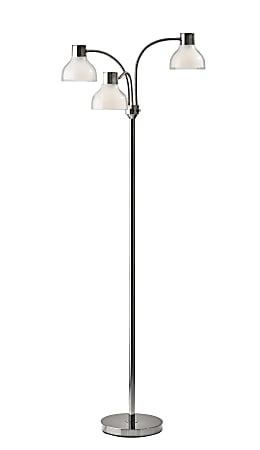 Adesso® Presley 3-Arm Floor Lamp, 69"H, Clear Shade/Polished Nickel Base