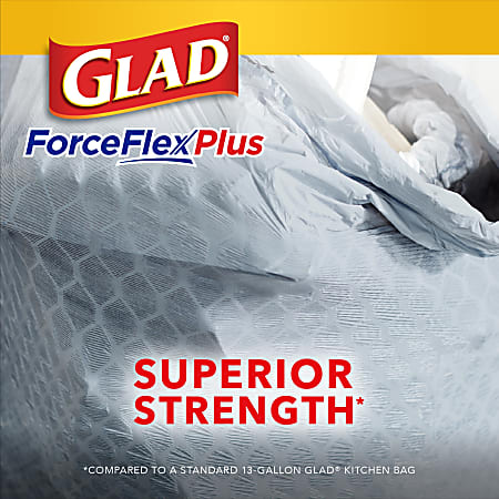 Glad ForceFlexPlus With Clorox Tall Kitchen Drawstring Trash Bags 13 Gallons  Lemon Fresh Bleach Scent Gray Pack Of 34 Bags - Office Depot