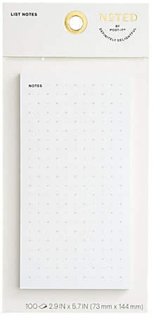 Noted by Post-it® Grid Notes, 2.9 in. x 5.7 in., White, 1 Pad/Pack, 100 Sheets/Pad