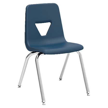 Lorell® Classroom Student Stack Chairs, 18"H Seat, Navy/Silver, Set Of 4