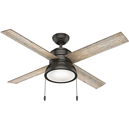 Hunter Fan Loki With LED Light 52 Inch - 4 Blades - 52" Diameter - 3 Speed - Reversible Blades, Reversible Motor, Quiet, Dimmable Control Panel, Energy Efficient - Metal - Noble Bronze