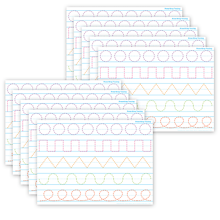 Ashley Productions Smart Poly PosterMat Pals Space Savers, 13" x 9-1/2", Prewriting Tracing, Pack Of 10 Pieces