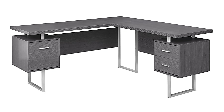 Monarch Specialties L Shaped Desk Gray, Monarch Specialties Desk Office Depot