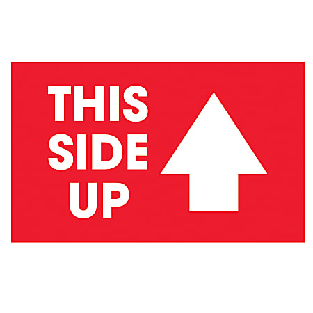Tape Logic® Preprinted Shipping Labels, DL1481, Arrow With "This Side Up", 5" x 3", Red/White, Roll Of 500