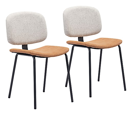 Zuo Modern Worcester Dining Chairs, Beige/Orange, Set Of 2 Chairs