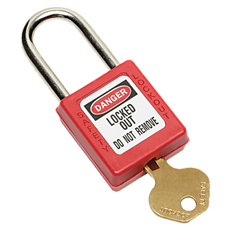 SKILCRAFT® Plastic Safety Padlock, 1 7/8" x 1 3/8", Red