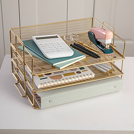 Martha Stewart Ryder 3 Tier Stackable Steel Mesh Desk Letter Tray ...