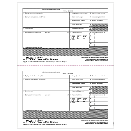 W-2 Wage And Tax Statement, Guam Copy C 30% Recycled Laser Forms, Pack Of 50