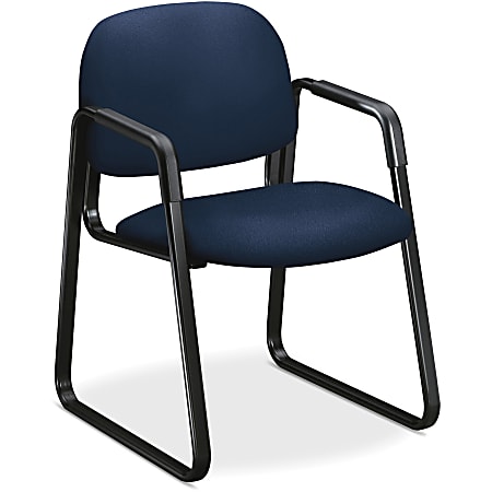 HON Solutions Seating 4000 Chair - Navy Seat - Navy Fabric Back - Black Frame - Sled Base - Navy - Armrest HON Solutions Seating 4000 Chair - Navy Seat - Navy Fabric Back - Black Frame - Sled Base - Navy - Armrest