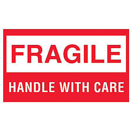 Tape Logic® Preprinted Shipping Labels, DL1070, Fragile, "Fragile™Handle With Care", 3" x 5", Red/White, Roll Of 500