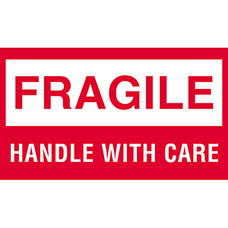 EnKo Fragile Stickers - 10 Rolls (5000 Labels), 2x3", Permanent Adhesive, "Handle With Care" Warning Labels