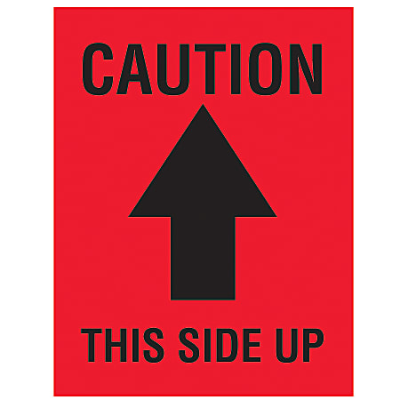 Tape Logic® Preprinted Shipping Labels, DL1720, "Caution This Side Up" Arrow, 3" x 4", Black/Red, Roll Of 500