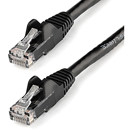 StarTech.com 12ft Black Cat6 Patch Cable with Snagless RJ45 Connectors - Cat6 Ethernet Cable - 12 ft Cat6 UTP Cable - First End: 1 x RJ-45 Male Network - Second End: 1 x RJ-45 Male Network - Patch Cable - Gold Plated Connector - 24 AWG - Black