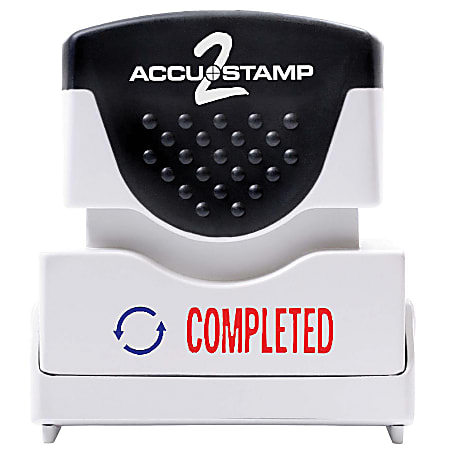 ACCU-STAMP2® Pre-Ink Message Stamp, "Completed", Red/Blue