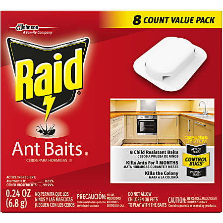 Raid Ant Baits - Ants - 0.24 oz - Tan - 8 / Box