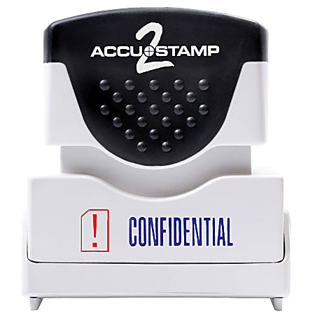 AccuStamp2 Pre-Inked Message Stamp, "Confidential", Red/Blue