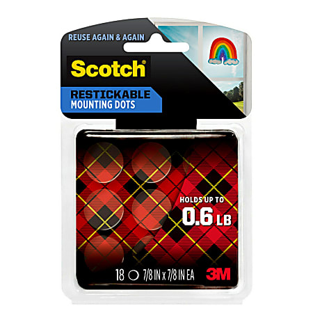 Scotch® Restickable Mounting Dots, Clear Circles, Pack Of 18